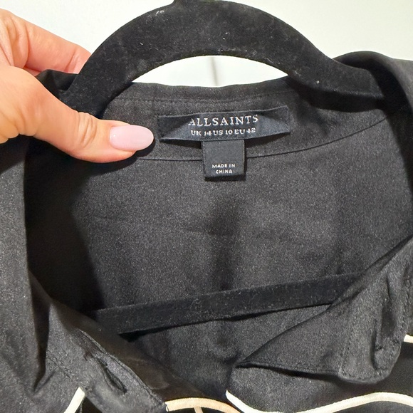 All Saints Cece Black Button Down Shirt wWestern detail Women's - Size 10 US - Picture 4 of 7